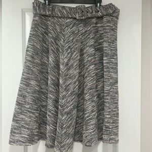 Preppy A-Line Tweed Skirt with belt